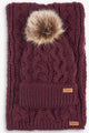 Barbour Christmas Set-Beanie Penshaw and Cable Scarf-Bordeaux-LGS0025PU91