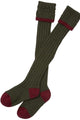 Barbour Socks-Contrast Gun Stockings-Full Length-Olive Cranberry-MSO0003OL53 turnover