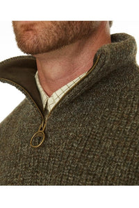 Barbour Sweater-New Tyne-Half Zip-Chunky Knit-Derby Tweed-MKN0790KH71 collar