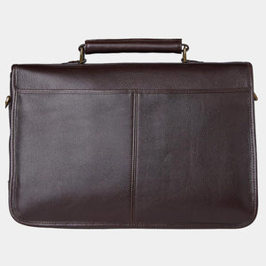 BARBOUR LEATHER BRIEFCASE - CHOCOLATE BROWN - UBA0011BR91 - Back View