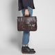 BARBOUR LEATHER BRIEFCASE - CHOCOLATE BROWN - UBA0011BR91 - Modelled Side