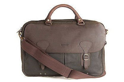 Barbour wax leather briefcase olive sales
