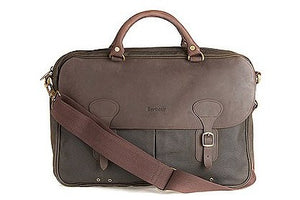 Barbour Briefcase in Wax with leather trim UBA0004OL711