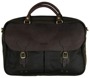 Barbour Briefcase in Olive Wax with leather trimmings UBA0004OL711