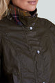 BARBOUR CLASSIC BEADNELL - LADIES WAX JACKET - OLIVE GREEN - LWX0668OL71 - Collar Detail