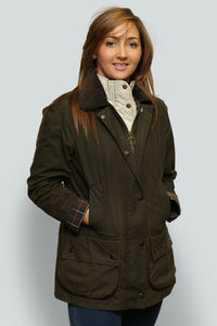 BARBOUR CLASSIC BEADNELL - LADIES WAX JACKET - OLIVE GREEN - LWX0668OL71 - Front Closed