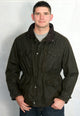 Barbour mens olive green Sapper wax jacket front view