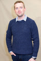 Barbour Tyne new crew neck sweater in Denim Colour MKN0789B frontL77