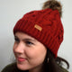 Barbour Beanie hat Penshaw Cable knit in Crimson LHA0386RE72