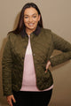 Barbour Deveron-Quilted Jacket-Olive/Pale Pink-LQU1012OL51