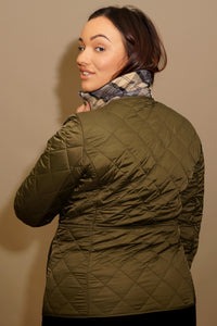 Barbour Deveron-Quilted Jacket-Olive/Pale Pink-LQU1012OL51 back