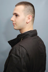 Barbour Corbridge Wax Jacket - Rustic Brown - MWX0340RU91 collar