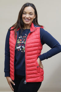 Barbour gilet-Pendle Ladies Gilet with hood Red -LGI0008RE31 open