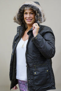 Barbour Kelsall Ladies Olive Green Wax Jacket winter Parka style just £239 LWX0303OL71