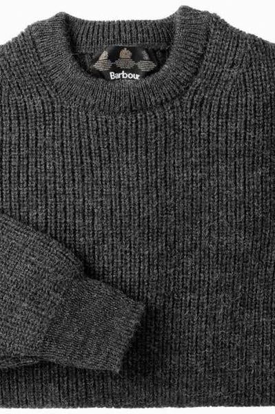 Barbour Sweater-Tyne Crew Neck Chunky Wool- Derby Tweed