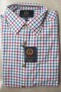 Viyella Shirt mens Bright red olive check shirt wool cotton mix VY1146-238 casual