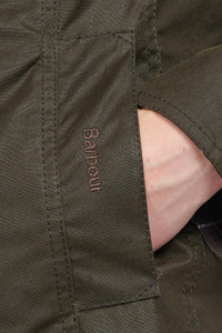 Barbour Belsay ladies wax jacket in Classical Olive LWX0458OL71 pocket