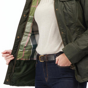 Barbour Alena new wax jacket in Olive LWX1226OL51 lining