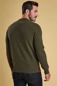 Barbour Sweater - Nelson Essential -Crew Neck-Seaweed Olive- MKN0760GN73 back