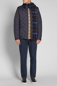 Barbour Tartan Lambswool Scarf - Navy/Red - USC0001NY11 - Modelled Men