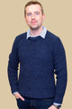 Barbour Sweater-Tyne Crew Neck Chunky Sweater-New Denim Blue Colour-MKN0789BL77