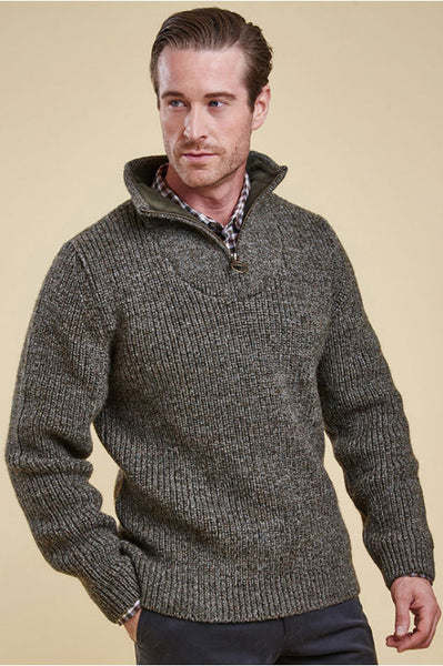 Barbour Sweater Tyne Half Zip Chunky Knit Derby Tweed MKN0790KH71 Smyths Country Sports